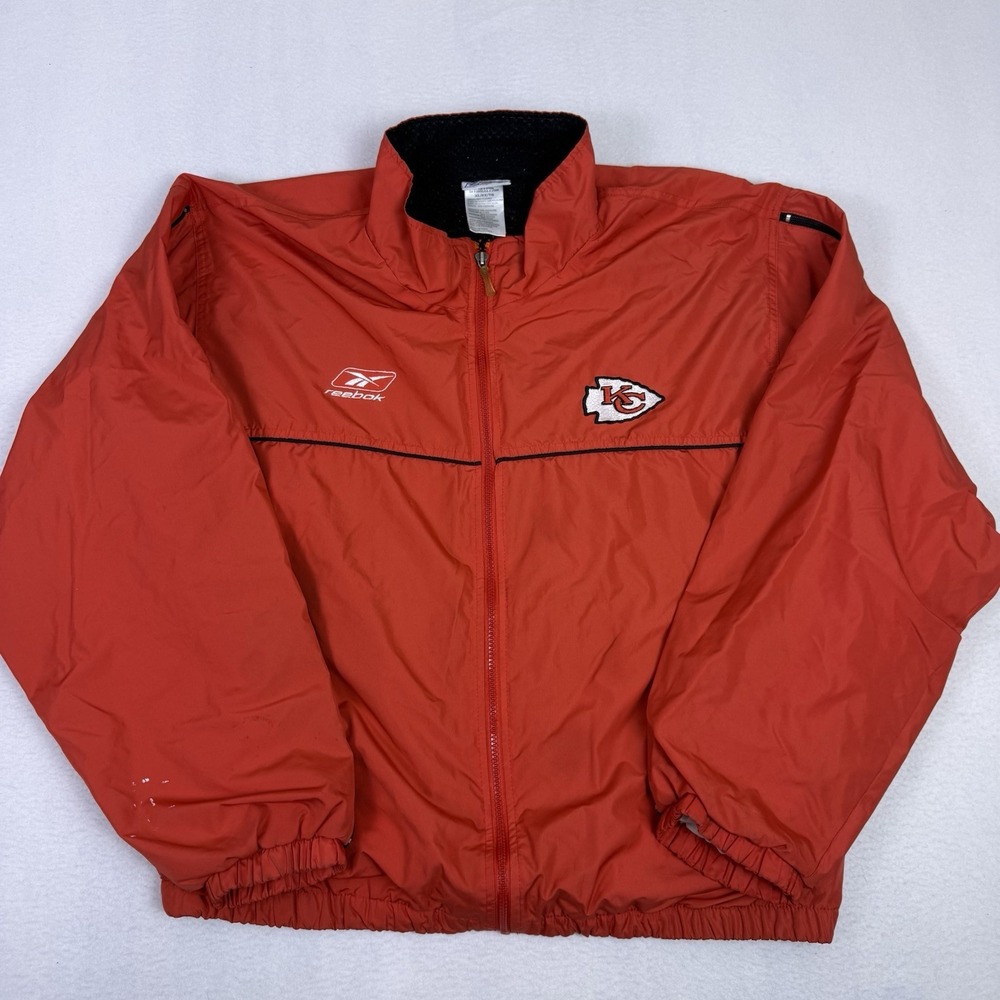 Vintage Reebok Kansas City Chiefs NFL Full Zip Windbreaker Jacket‎ Red Mens XL